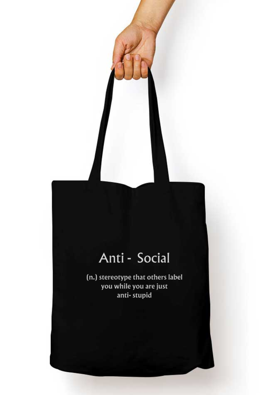 Anti-social zipper tote bag